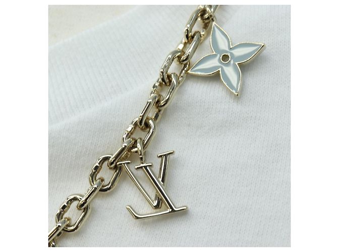 LOUIS VUITTON Camiseta de manga corta de algodón "XS" Blanco Tono Dorado LV Auth 202321M - vista 9