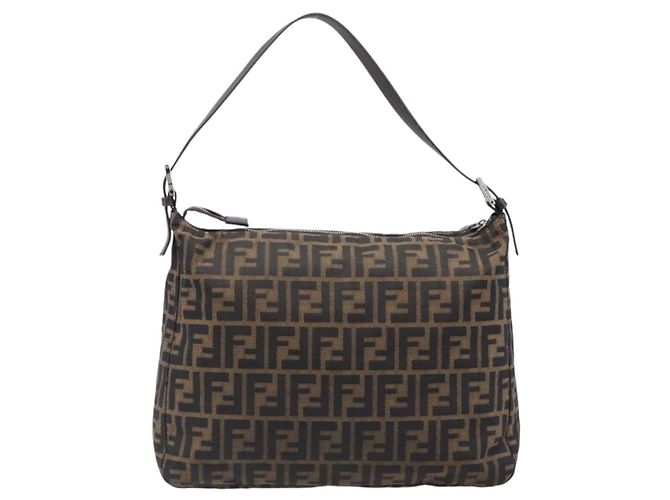 FENDI Zucca Canvas Mamma Baguette Schultertasche Braun Schwarz Auth 200697A - Ansicht 2