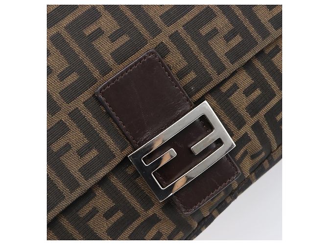 FENDI Zucca Canvas Mamma Baguette Schultertasche Braun Schwarz Auth 200697A - Ansicht 20