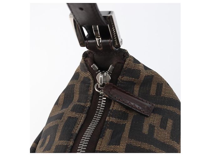 FENDI Zucca Canvas Mamma Baguette Schultertasche Braun Schwarz Auth 200697A - Ansicht 21