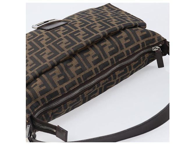 FENDI Zucca Canvas Mamma Baguette Schultertasche Braun Schwarz Auth 200697A - Ansicht 6