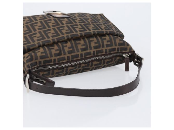 FENDI Zucca Canvas Mamma Baguette Schultertasche Braun Schwarz Auth 200697A - Ansicht 7