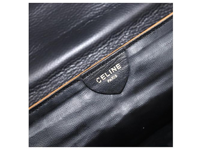 Céline Bolso de mano CELINE de cuero negro y oro Auth mr2864A Dorado - vista 11