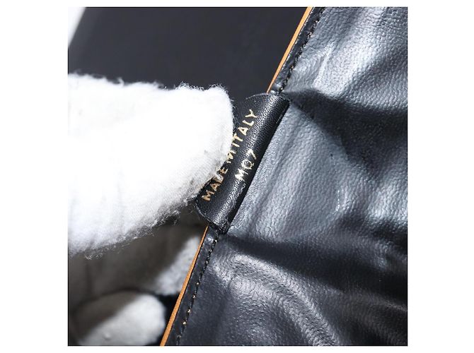 Céline Bolso de mano CELINE de cuero negro y oro Auth mr2864A Dorado - vista 12