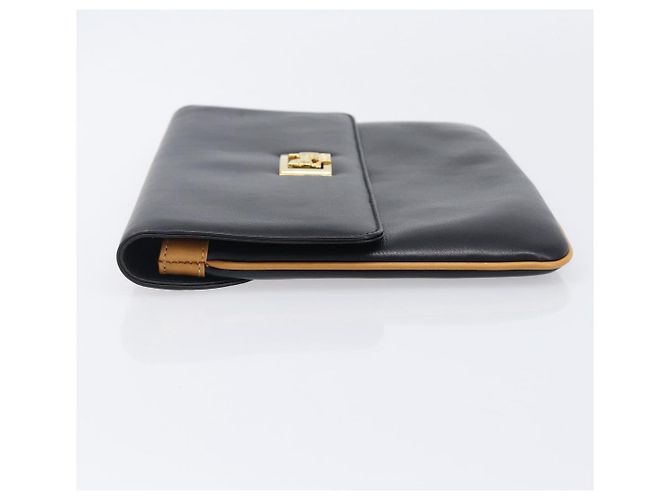 Céline Bolso de mano CELINE de cuero negro y oro Auth mr2864A Dorado - vista 4