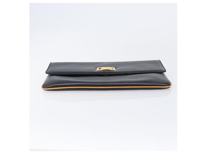 Céline Bolso de mano CELINE de cuero negro y oro Auth mr2864A Dorado - vista 6