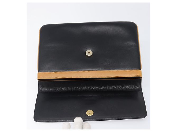 Céline Bolso de mano CELINE de cuero negro y oro Auth mr2864A Dorado - vista 8