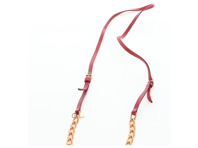 Miu Miu Matelasse Shoulder Pouch Leather Red Gold Tone Auth SW2692M Rosso - vista 14