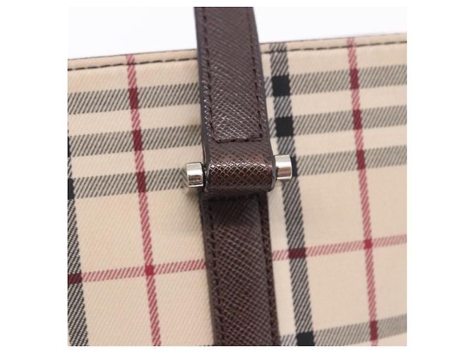 Bolso Tote BURBERRY Nova Check Canvas Beige Silver Auth ka6063 Plata - vista 11
