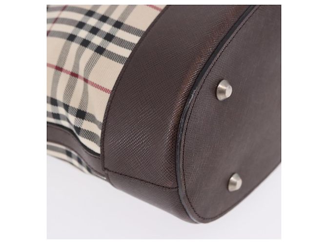 Bolso Tote BURBERRY Nova Check Canvas Beige Silver Auth ka6063 Plata - vista 14