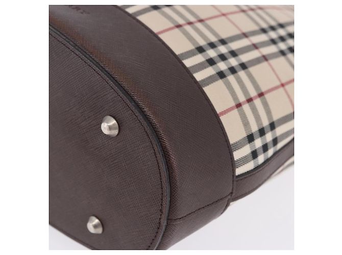 Bolso Tote BURBERRY Nova Check Canvas Beige Silver Auth ka6063 Plata - vista 15