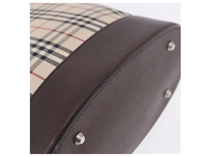 Bolso Tote BURBERRY Nova Check Canvas Beige Silver Auth ka6063 Plata - vista 18