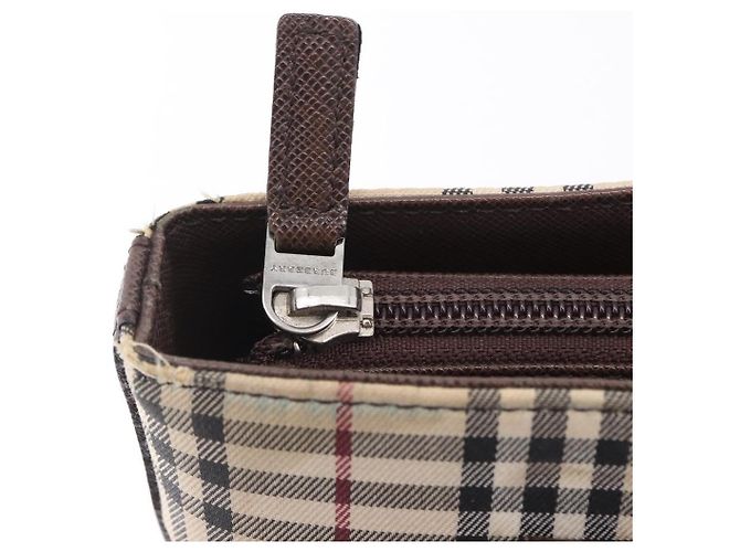 Bolso Tote BURBERRY Nova Check Canvas Beige Silver Auth ka6063 Plata - vista 20
