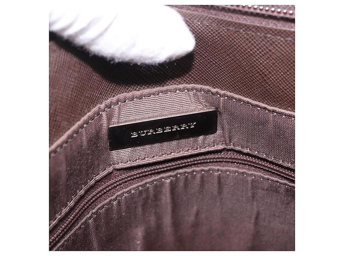 Bolso Tote BURBERRY Nova Check Canvas Beige Silver Auth ka6063 Plata - vista 21