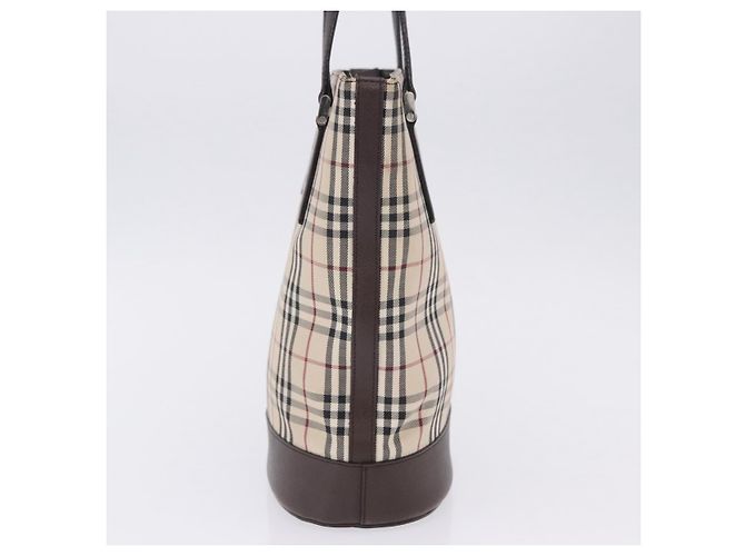 Bolso Tote BURBERRY Nova Check Canvas Beige Silver Auth ka6063 Plata - vista 4