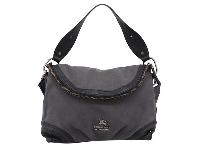 Borsa a tracolla BURBERRY Canvas 2way Grigio Argento Auth ti4019 Marrone - vista 13