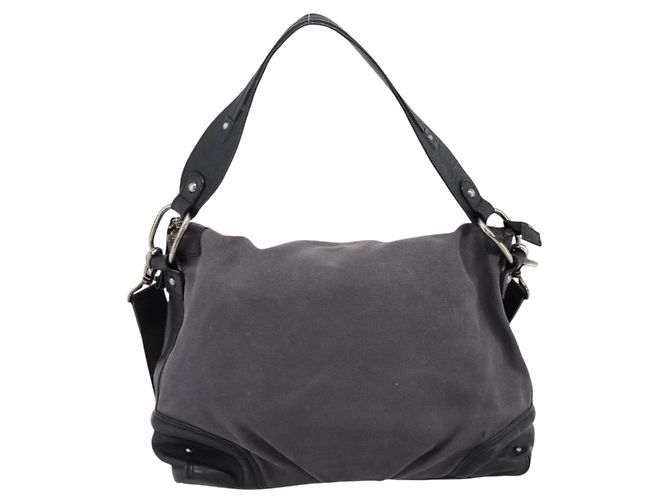 Borsa a tracolla BURBERRY Canvas 2way Grigio Argento Auth ti4019 Marrone - vista 2