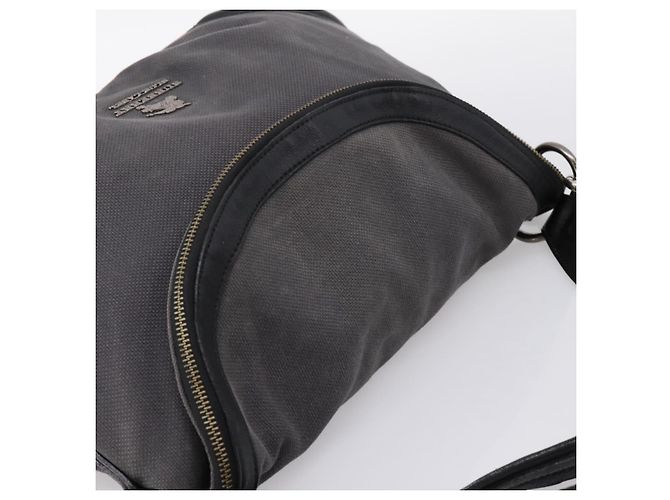 Borsa a tracolla BURBERRY Canvas 2way Grigio Argento Auth ti4019 Marrone - vista 6