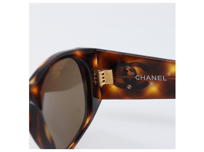 CHANEL Sonnenbrille Schildpatt-Muster Kunststoff Brown CC Auth 200736M Braun - Ansicht 8