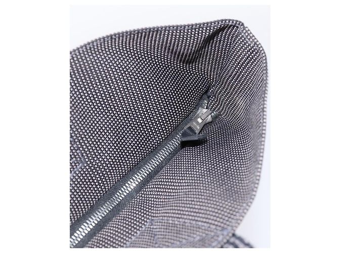 Hermès HERMES Her Line Cabas Tote Bag Canvas Gray Silver Auth 202470 Braun Silber - Ansicht 10