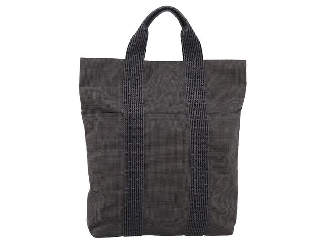 Hermès HERMES Her Line Cabas Tote Bag Canvas Gray Silver Auth 202470 Braun Silber - Ansicht 13
