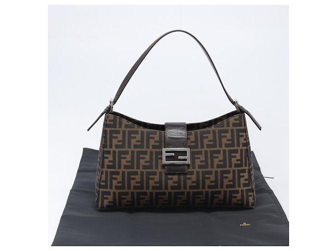 FENDI Zucca Canvas Mamma Baguette Schultertasche Braun Schwarz Auth BA15630V - Ansicht 12
