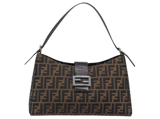 FENDI Zucca Canvas Mamma Baguette Schultertasche Braun Schwarz Auth BA15630V - Ansicht 13