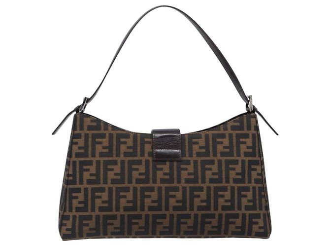 FENDI Zucca Canvas Mamma Baguette Schultertasche Braun Schwarz Auth BA15630V - Ansicht 2