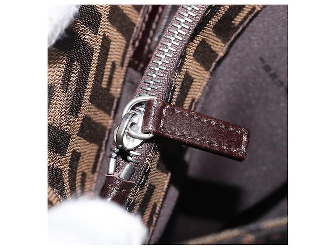 FENDI Zucca Canvas Mamma Baguette Schultertasche Braun Schwarz Auth BA15630V - Ansicht 26