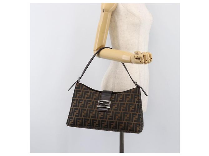 FENDI Zucca Canvas Mamma Baguette Schultertasche Braun Schwarz Auth BA15630V - Ansicht 29