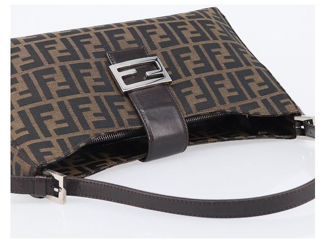 FENDI Zucca Canvas Mamma Baguette Schultertasche Braun Schwarz Auth BA15630V - Ansicht 6