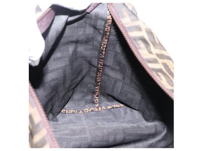 FENDI Zucca Canvas Pouch Braun Silber Auth ti4000 - Ansicht 11