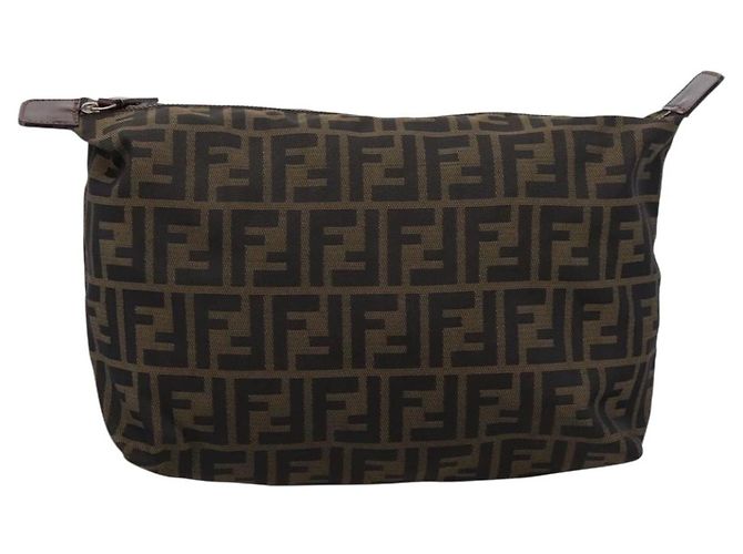 FENDI Zucca Canvas Pouch Braun Silber Auth ti4000 - Ansicht 13