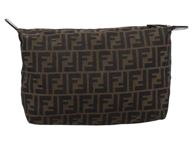 FENDI Zucca Canvas Pouch Braun Silber Auth ti4000 - Ansicht 2