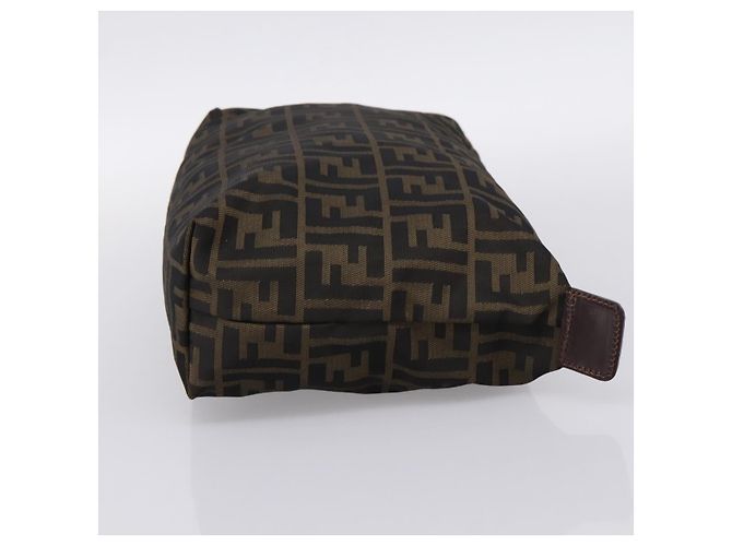 FENDI Zucca Canvas Pouch Braun Silber Auth ti4000 - Ansicht 4