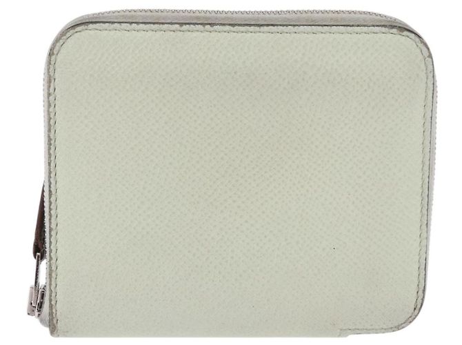 Hermès HERMES Asap Compact Silk In Wallet Leather LIme Green Silver Auth 203091 Prata Verde - vista 13