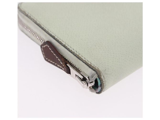 Hermès HERMES Asap Compact Silk In Wallet Leather LIme Green Silver Auth 203091 Prata Verde - vista 14
