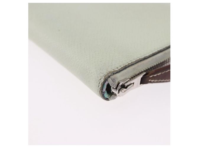 Hermès HERMES Asap Compact Silk In Wallet Leather LIme Green Silver Auth 203091 Prata Verde - vista 17