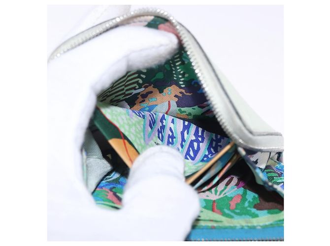 Hermès HERMES Asap Compact Silk In Wallet Leather LIme Green Silver Auth 203091 Prata Verde - vista 18