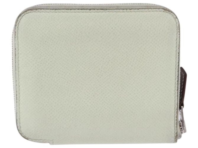 Hermès HERMES Asap Compact Silk In Wallet Leather LIme Green Silver Auth 203091 Prata Verde - vista 3