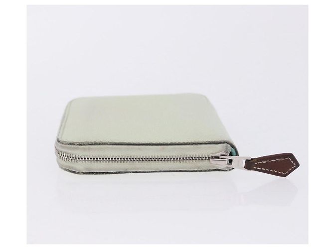 Hermès HERMES Asap Compact Silk In Wallet Leather LIme Green Silver Auth 203091 Prata Verde - vista 5