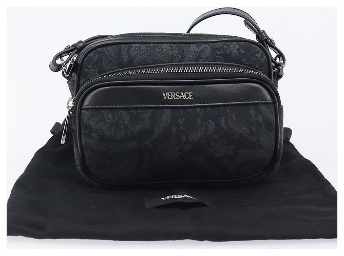 Borsa a tracolla VERSACE Canvas Black Silver Auth 200699V Nero Argento - vista 12