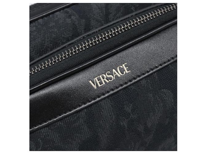 Borsa a tracolla VERSACE Canvas Black Silver Auth 200699V Nero Argento - vista 18