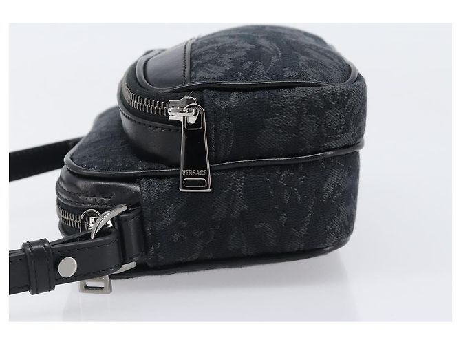 Borsa a tracolla VERSACE Canvas Black Silver Auth 200699V Nero Argento - vista 4
