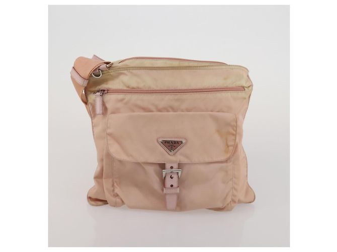 Borsa a Tracolla PRADA Borsa Tote Nylon 4 Set Khaki Pink Auth ti4038 Rosa Cachi - vista 20