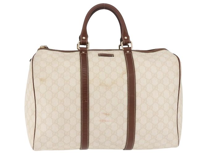Borsa Boston GUCCI GG Supreme PVC White Gold 193602 Auth 197858 Bianco D'oro - vista 13