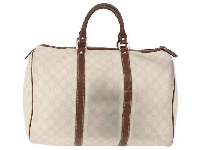 Borsa Boston GUCCI GG Supreme PVC White Gold 193602 Auth 197858 Bianco D'oro - vista 3