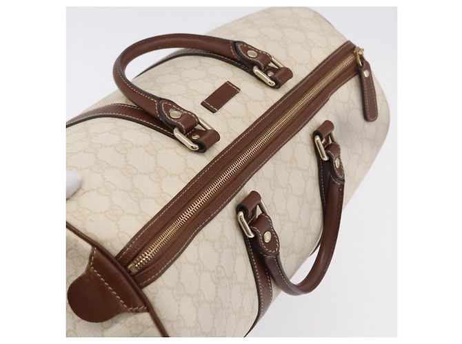 Borsa Boston GUCCI GG Supreme PVC White Gold 193602 Auth 197858 Bianco D'oro - vista 8
