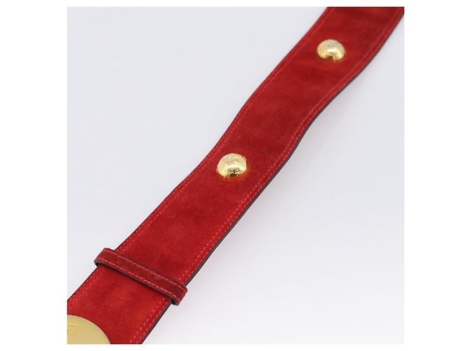 Céline Cinturón CELINE Suede 35'' Red Gold Auth 203816 Roja Dorado - vista 13