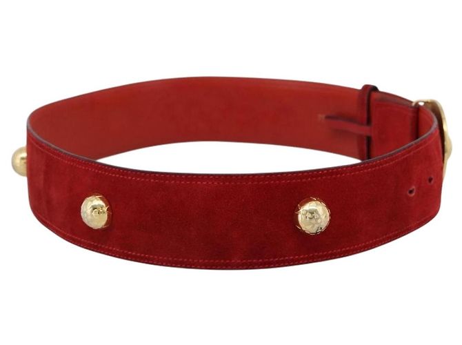 Céline Cinturón CELINE Suede 35'' Red Gold Auth 203816 Roja Dorado - vista 3